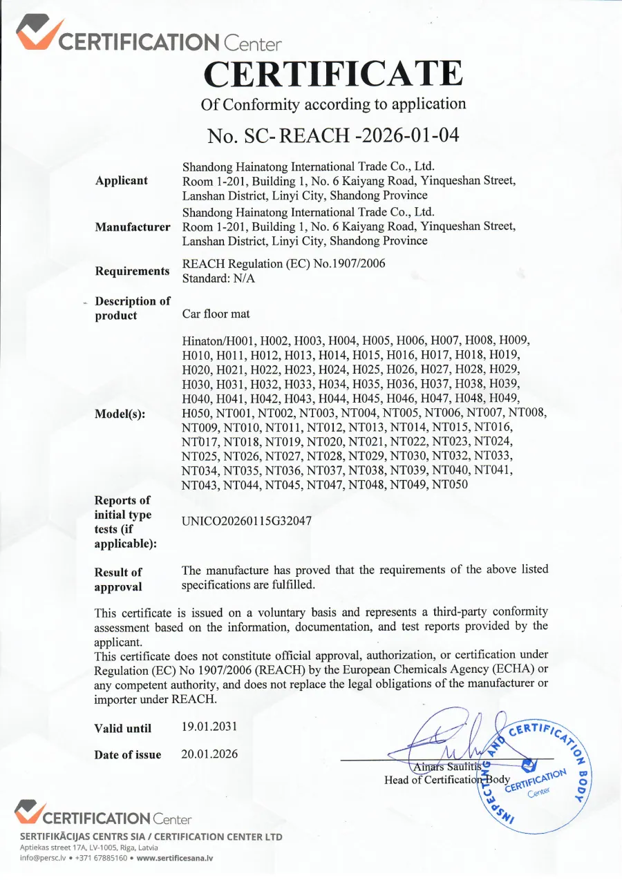 Certification REACH